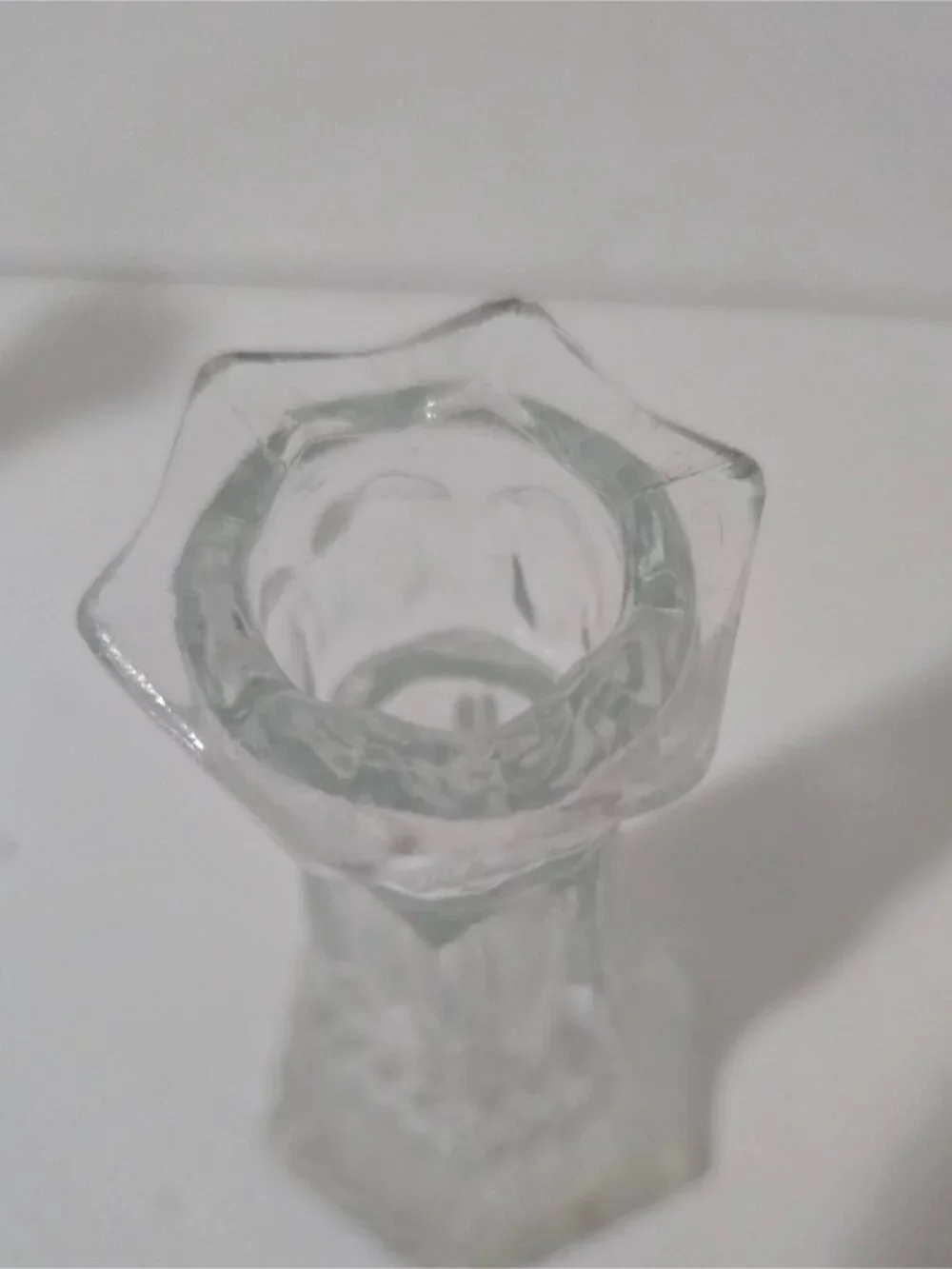 Set of 3 Vintage Pressed Glass Candle Holders – Clear Glass Mixed Designs